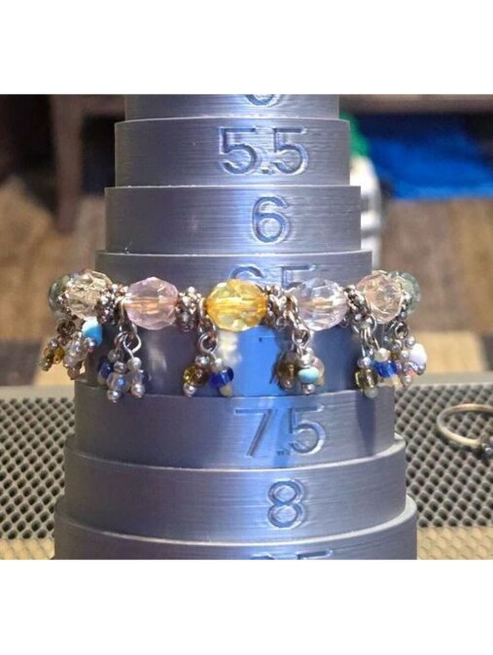 Beaded Charm Bracelet with Faceted Crystals and Dangle Charms
